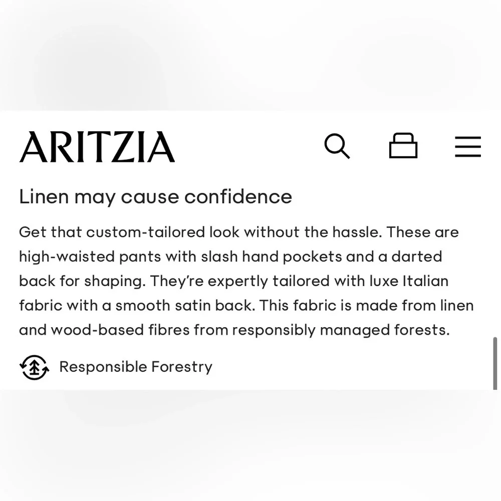 NWT Aritzia Babaton Agency Linen Pant Black Size 8 High-waisted straight leg